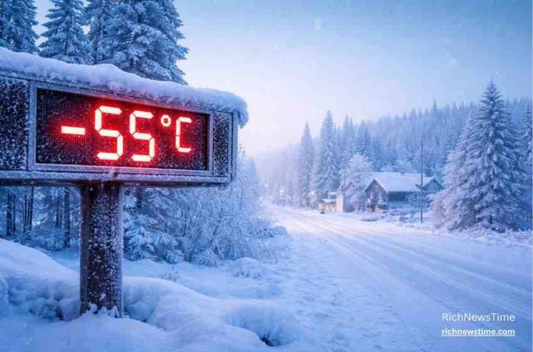 Northern Canada extreme cold showing –55°C temperature during historic Arctic freeze in Yukon